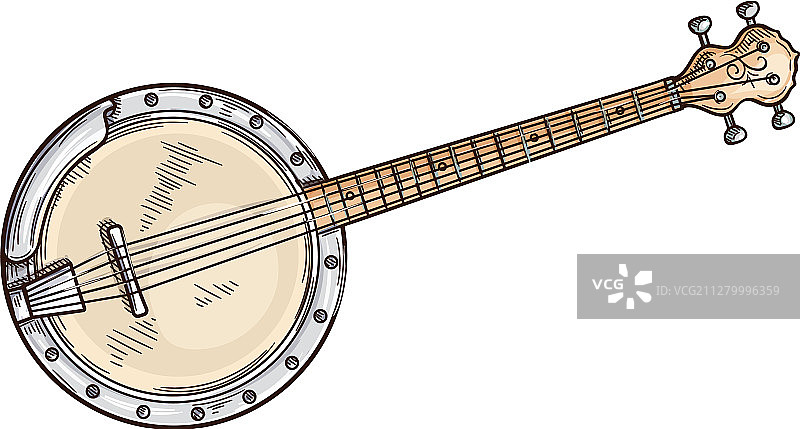孤立的四弦班卓琴美国乐器图片素材