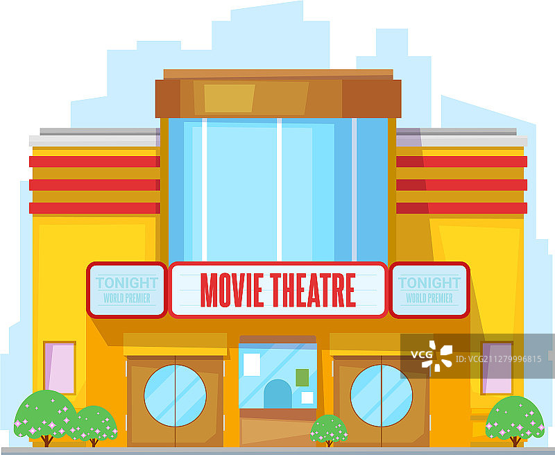 城市电影院建筑外观图标图片素材