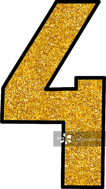 手绘金色数字4（白色背景）图片素材