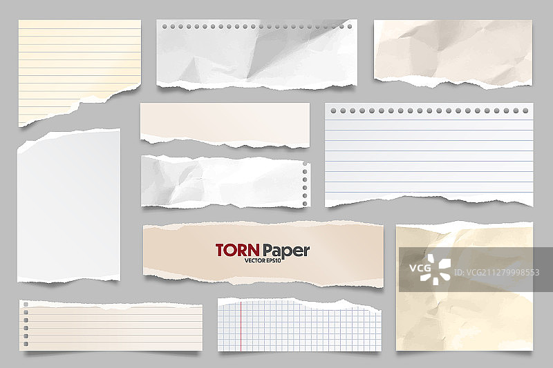 彩色撕裂的条纹纸条集合图片素材