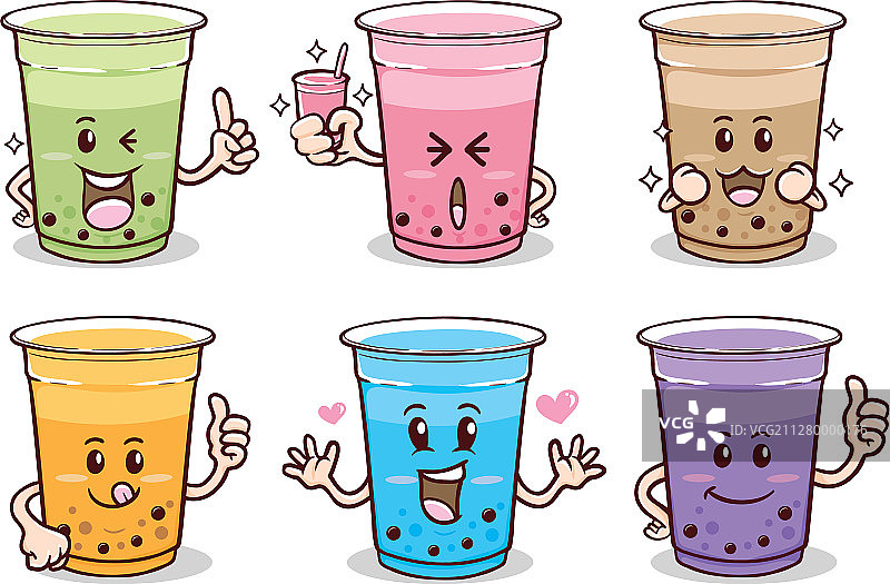 可爱卡通表情贴纸套装图片素材