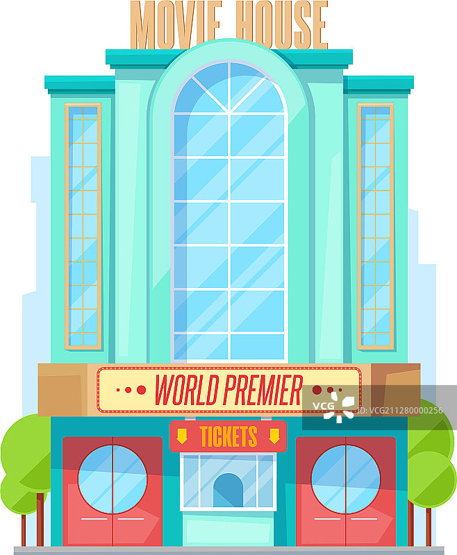 城市电影院建筑外观图标图片素材