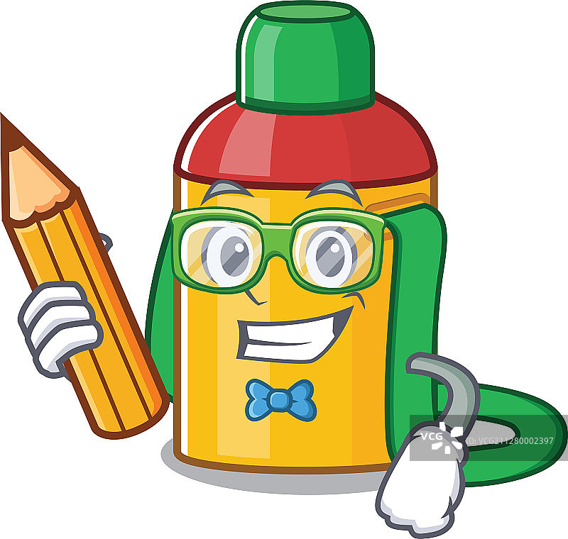 拿着水瓶和卷轴的酷炫聪明学生图片素材