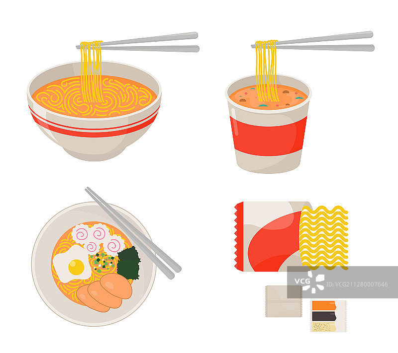 方便面系列套装拉面杯面图片素材