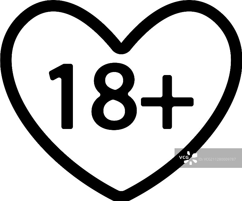 仅限成人图标隔离轮廓符号图片素材