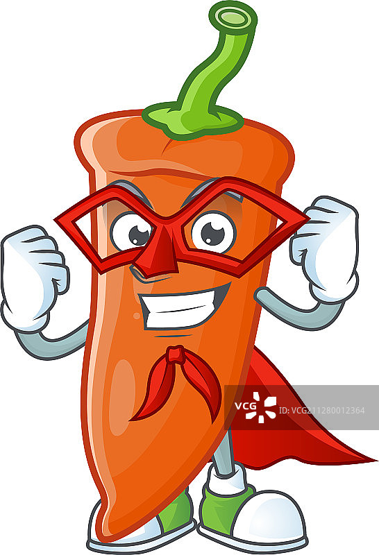 卡通橙色辣椒超级英雄服装图片素材