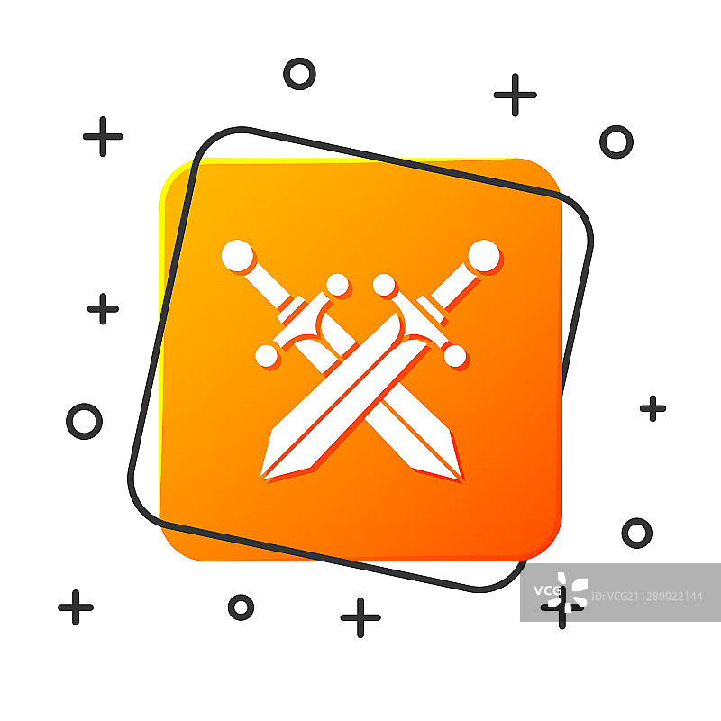 白色交叉中世纪剑图标图片素材