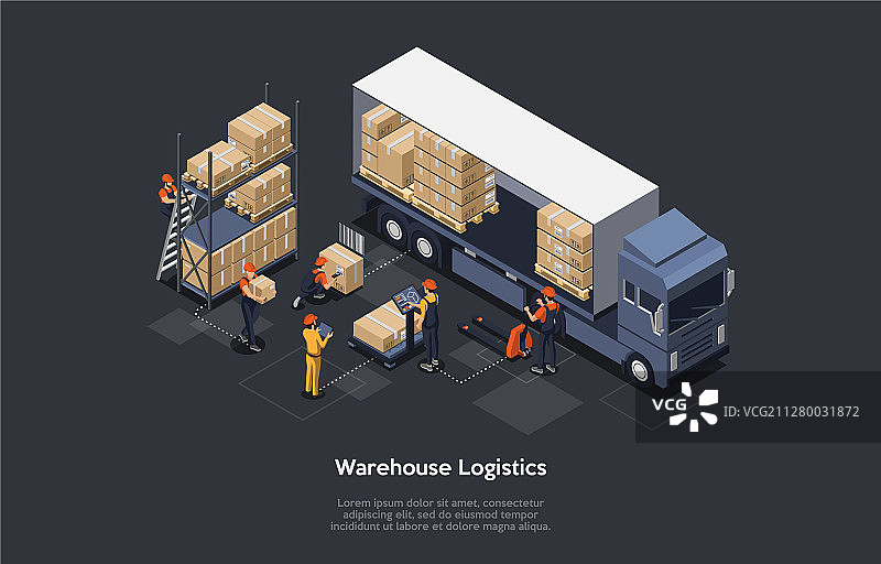 2.5D现代仓库物流概念图片素材