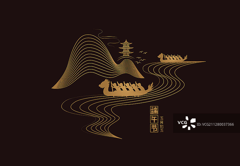 端午节线条图案图片素材