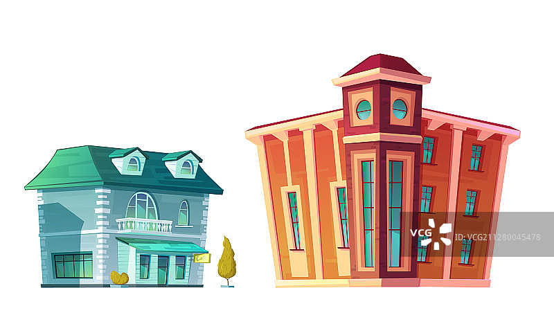 城市复古建筑卡通集合图片素材