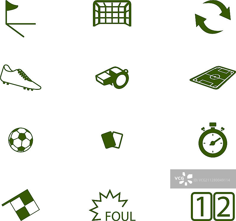 足球装备图标和符号集图片素材