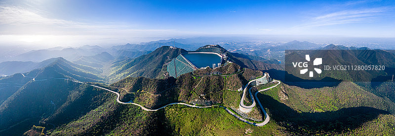 江苏无锡宜兴铜官山阳羡水库航拍全景图片素材