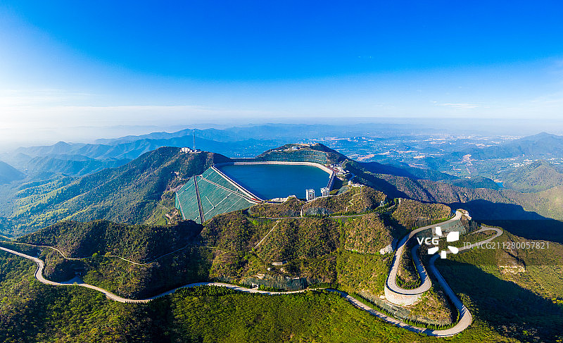 江苏无锡宜兴铜官山阳羡水库航拍全景图片素材