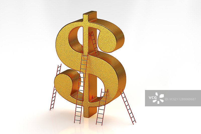 3D国际货币和梯子图片素材