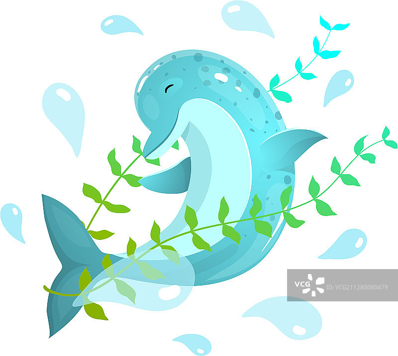 海豚跳跃溅起水花图片素材