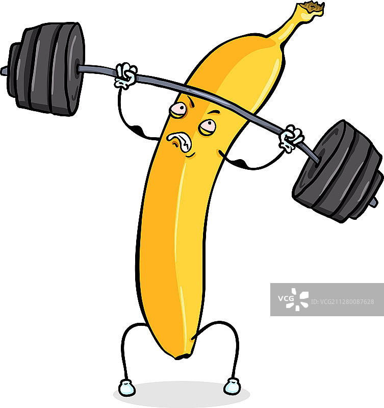 举重的卡通香蕉形象图片素材