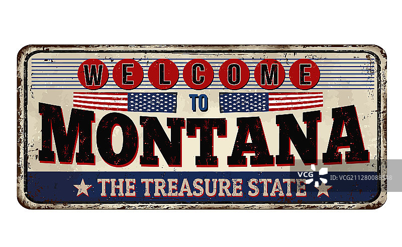 欢迎来到蒙大拿复古铁锈金属标志图片素材