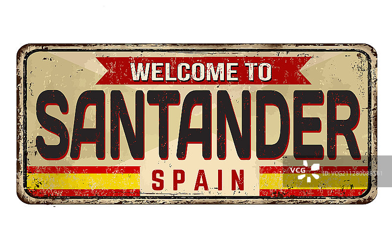 欢迎来到桑坦德复古铁锈金属标志图片素材