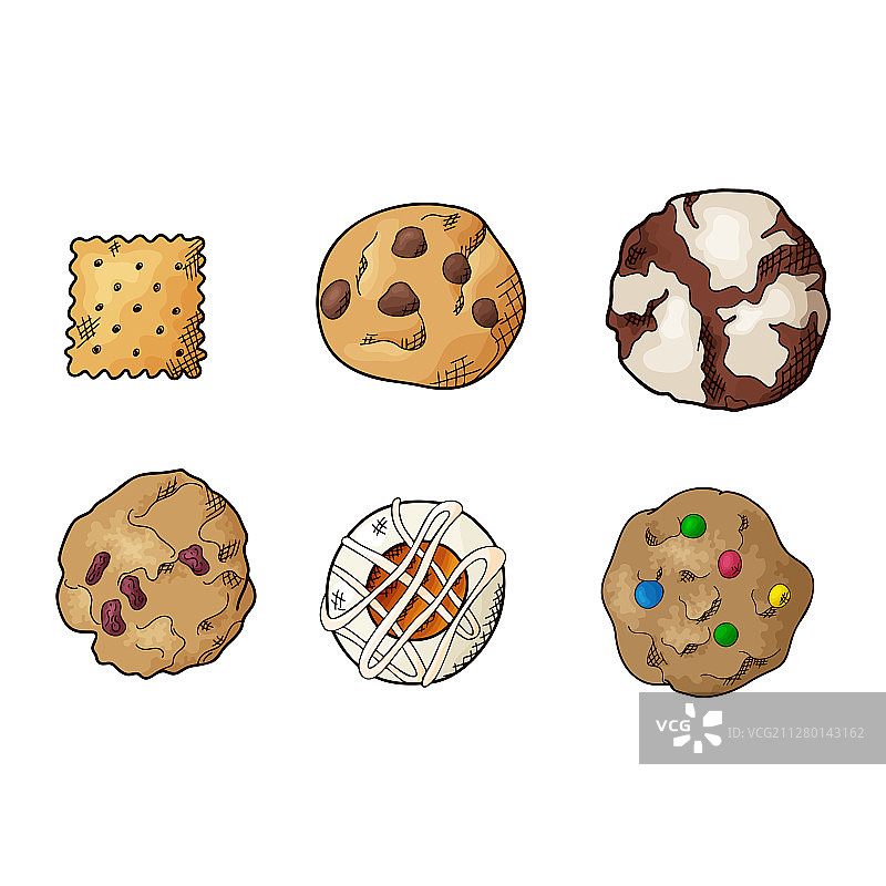 各种饼干组合，白色背景图片素材