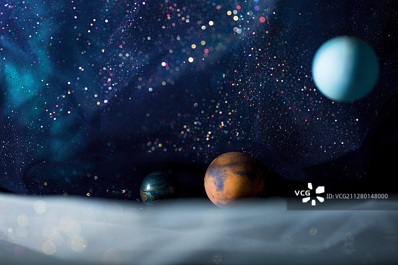 宇宙天王星,火星和地球静物图片素材