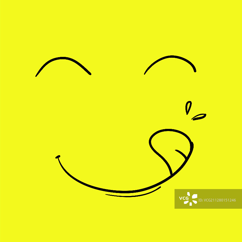 美味的脸吐舌头微笑图标手绘图片素材
