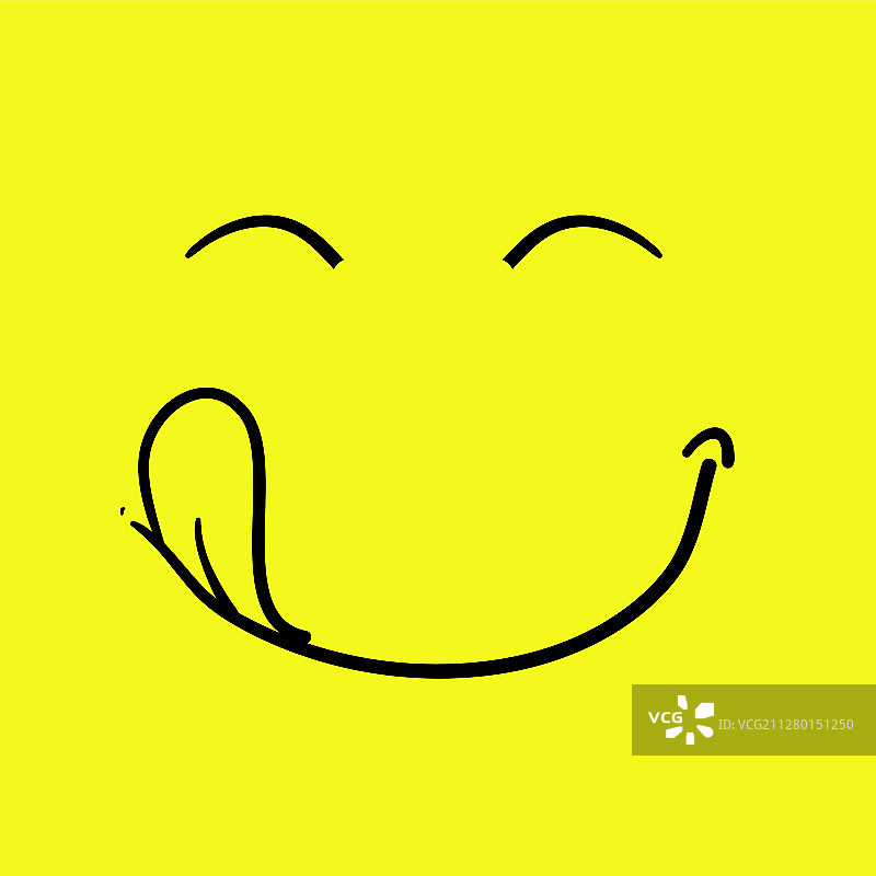 美味的脸吐舌头微笑图标手绘图片素材