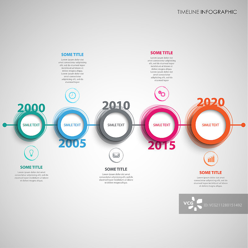 彩色圆形时间轴信息图图片素材