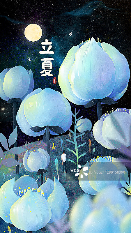 立夏节气的夜晚星空图片素材