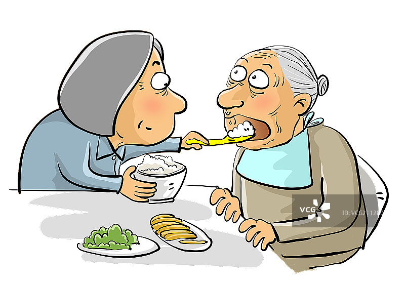 给老人喂饭图片素材