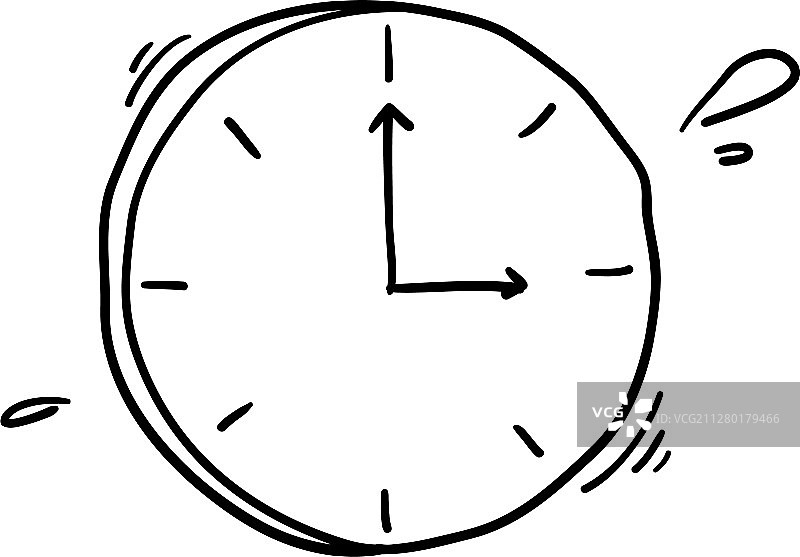 手绘风格涂鸦时钟图标图片素材