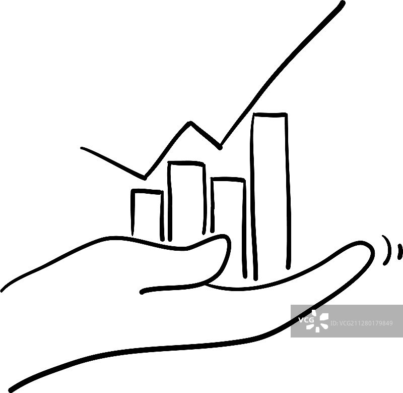 手绘风格的图表柱形金融图标图片素材