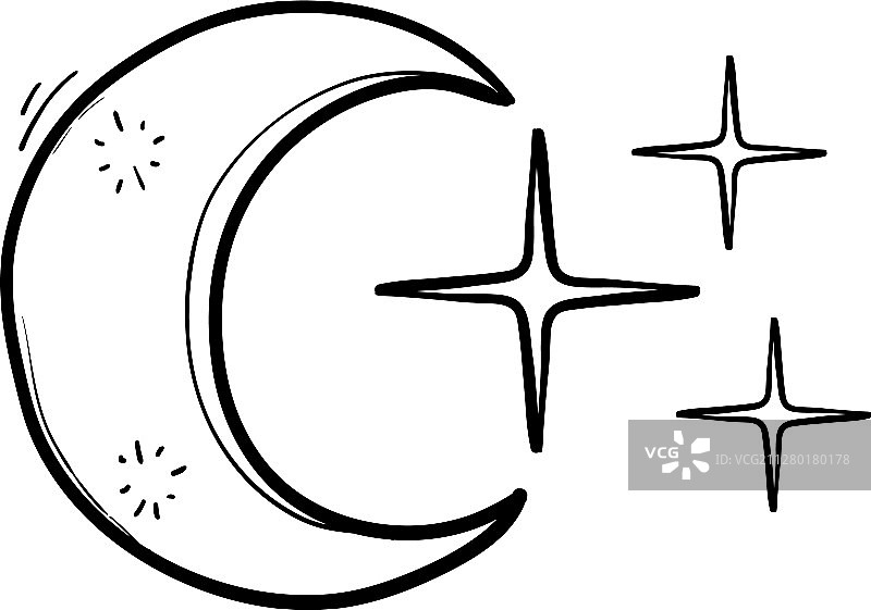 背景上孤立的月亮和星星图标图片素材