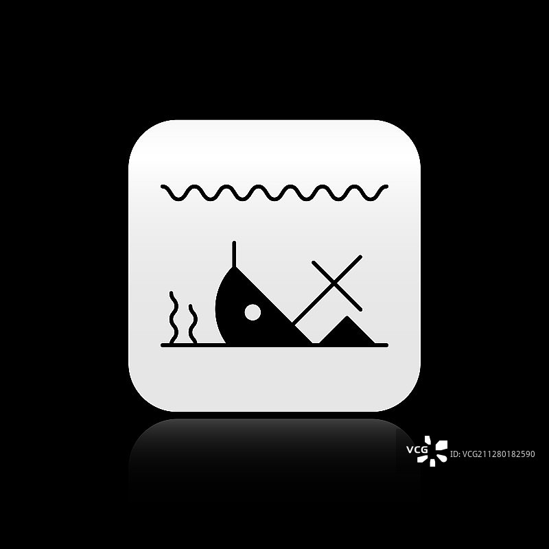 海底沉船黑色图标图片素材