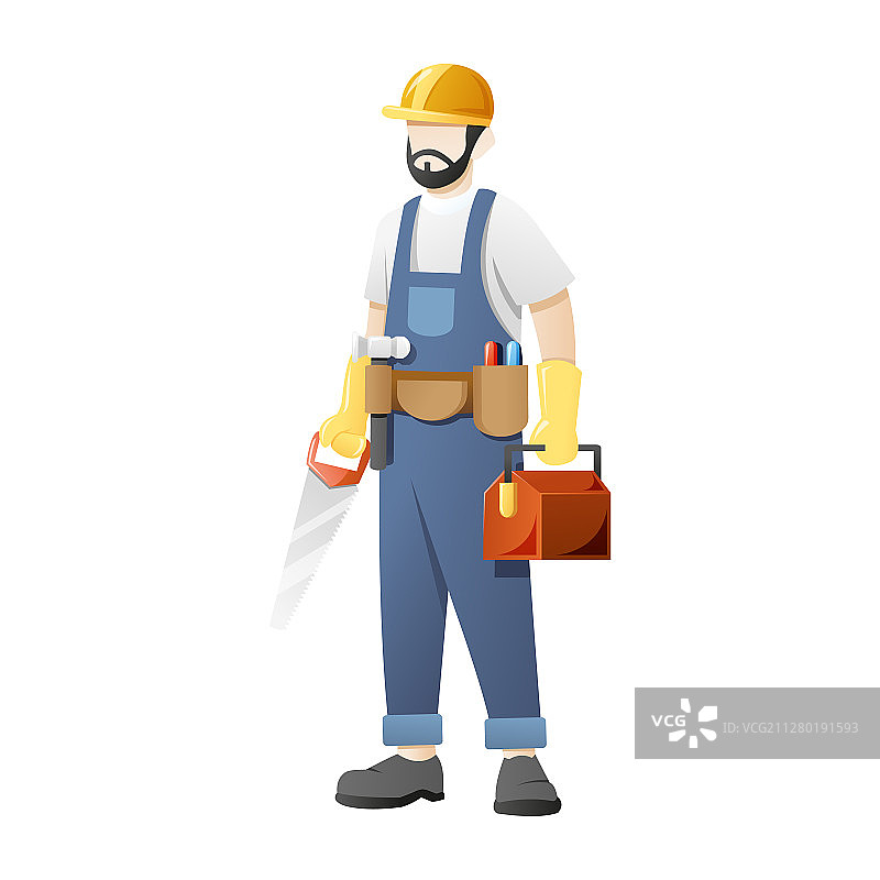 木匠携带锯子和工作设备图片素材