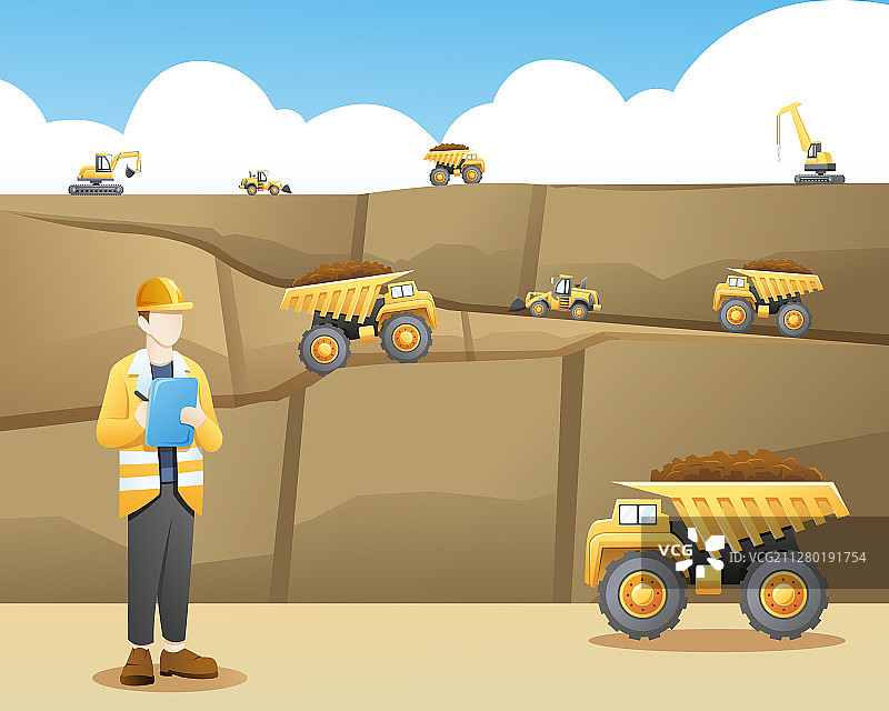 采矿工人在采矿背景下记录图片素材