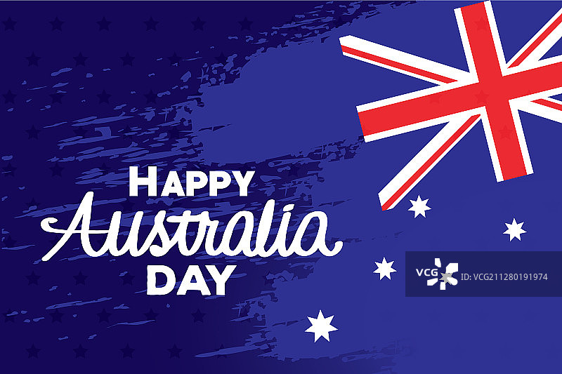 快乐的澳大利亚国庆日，有旗帜和星星图片素材