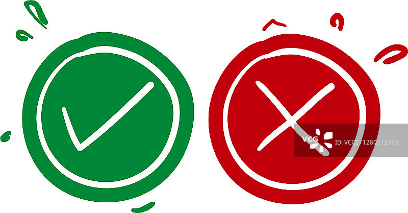 绿色对勾和红色叉号图标图片素材