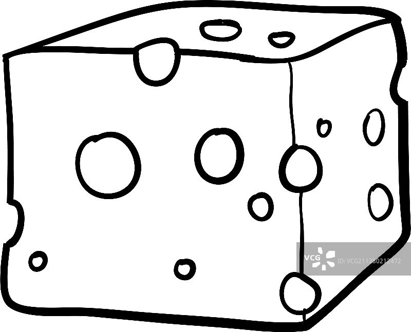 手绘奶酪涂鸦图标（白色背景）图片素材