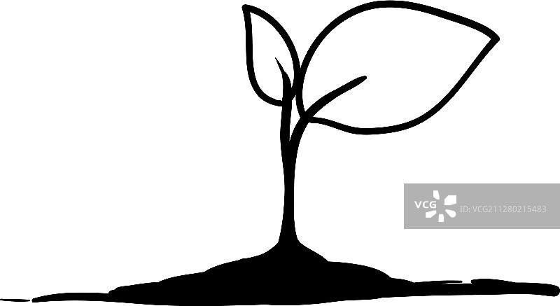 手绘涂鸦卡通风格的幼苗图片素材