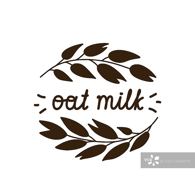 卡通燕麦枝燕麦奶剪影标志图片素材