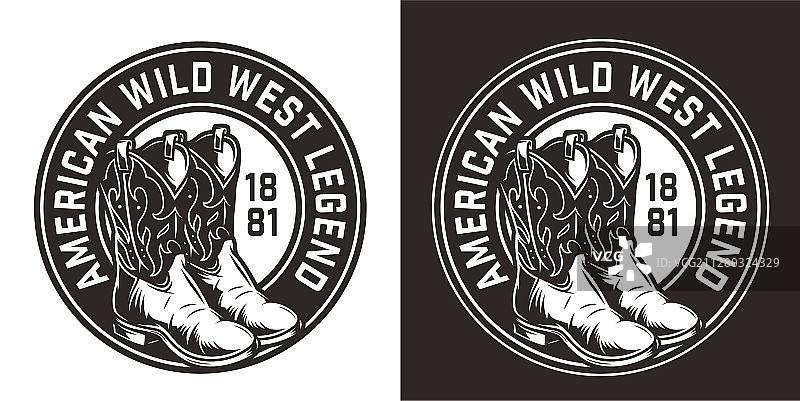 单色狂野西部圆形印花图片素材