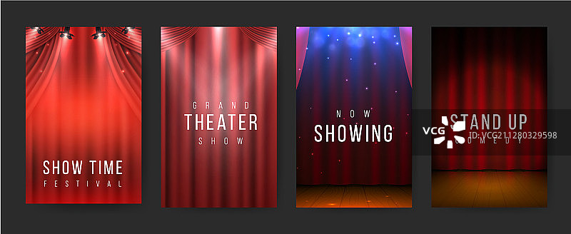 剧院海报红色幕布舞台宣传单图片素材