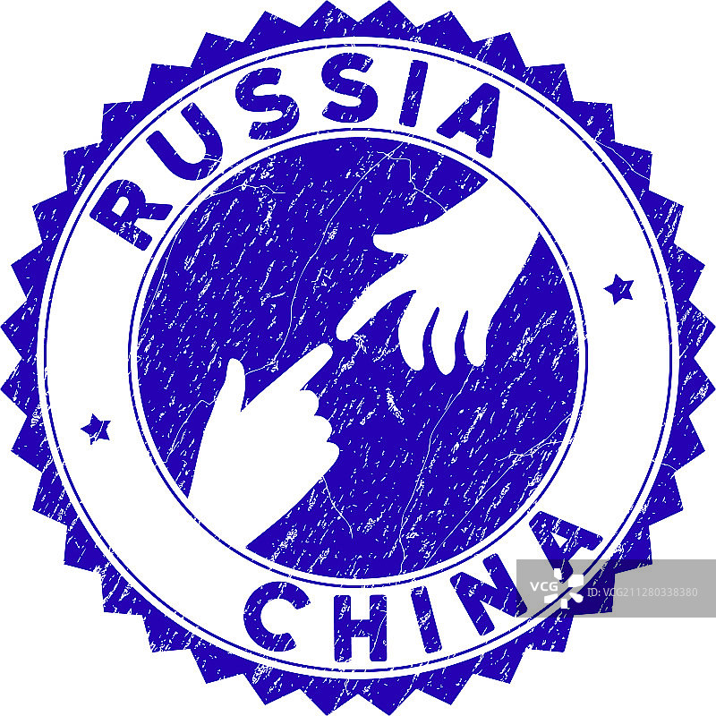 刮痕连接俄罗斯中国圆形印章图片素材