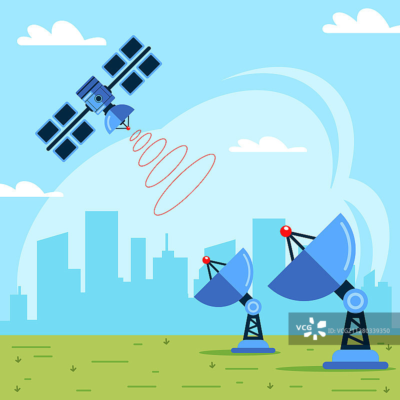 接收来自卫星的数据信号图片素材