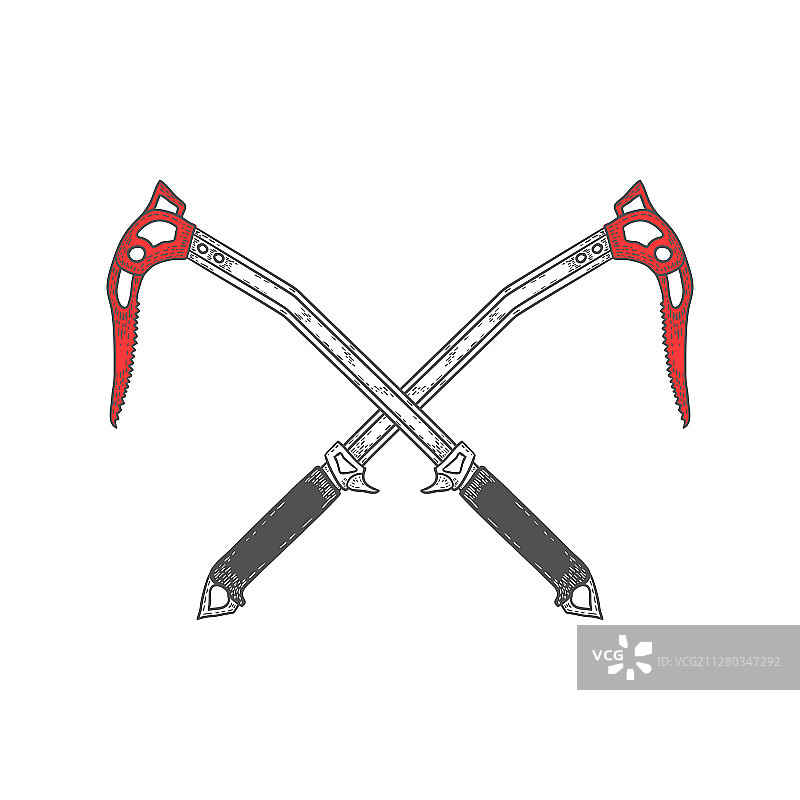 手绘交叉冰镐Logo或标签图片素材