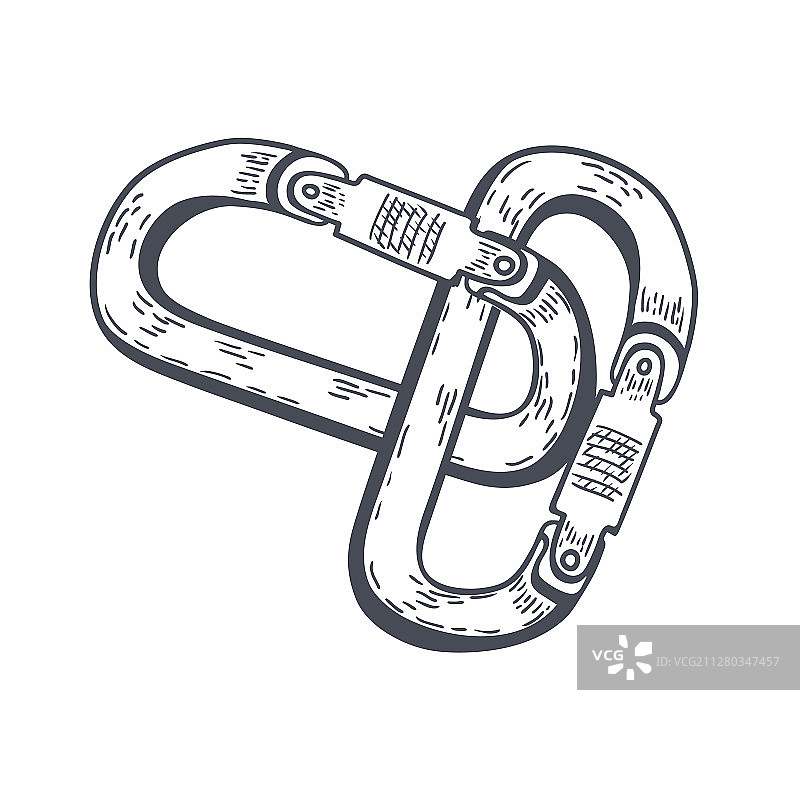 手绘登山扣轮廓涂鸦图标图片素材