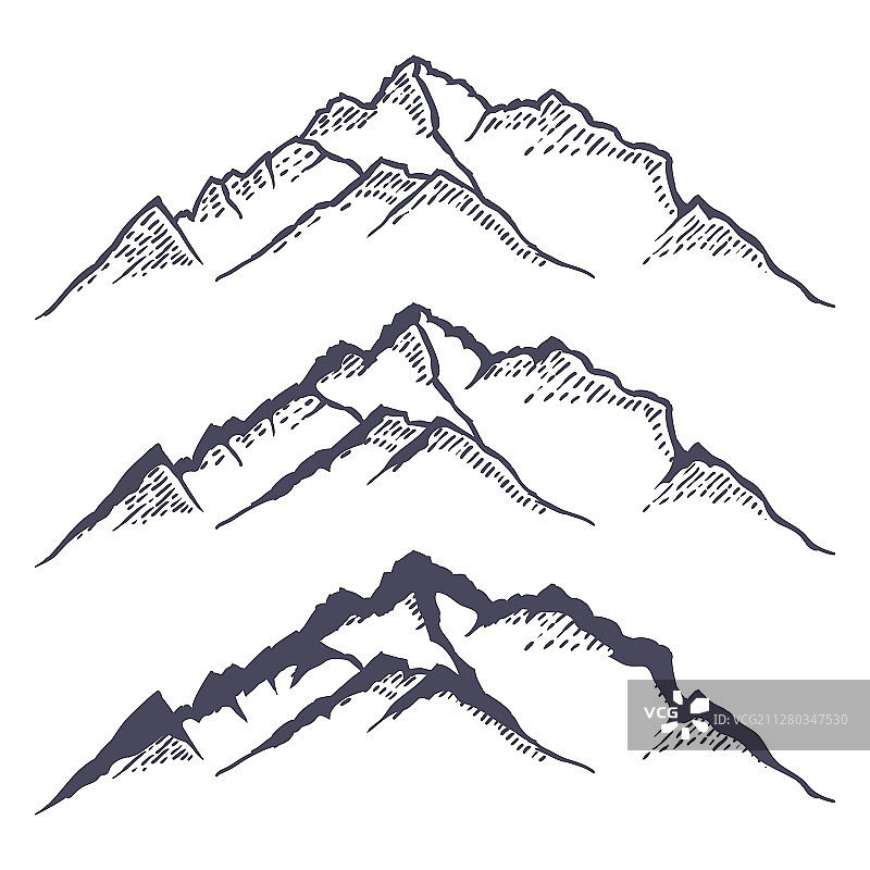 手绘山脊或山脉轮廓图片素材