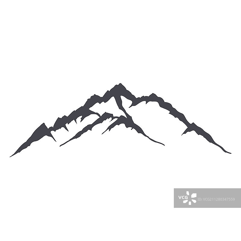 手绘山脊或山脉轮廓图片素材