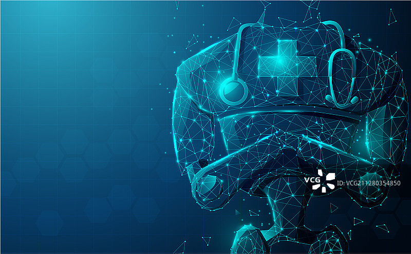 机器人医生特写，配有听诊器图片素材