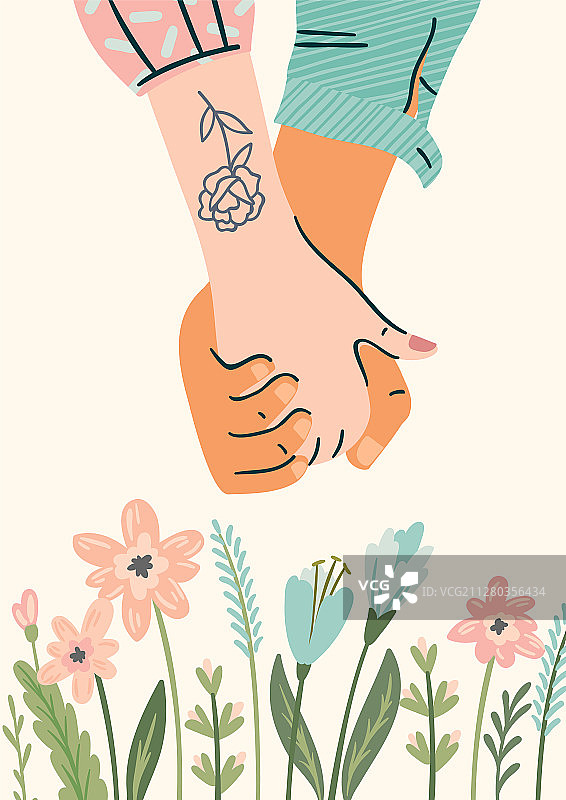 浪漫情侣牵手图片素材